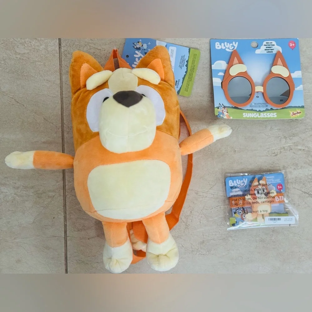 Bluey Bingo Plush Backpack, Bingo Light-Up Bracelet and Bingo Sunglasses